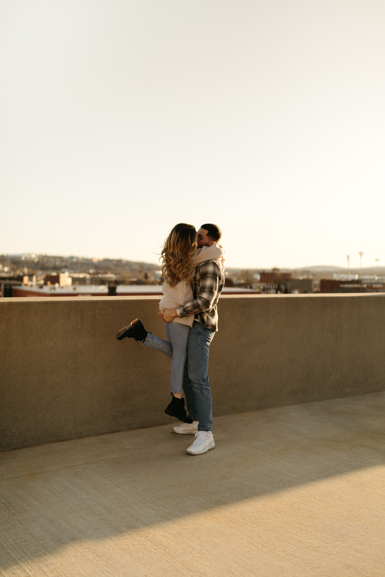 rooftop engagement session in Worcester Massachusetts