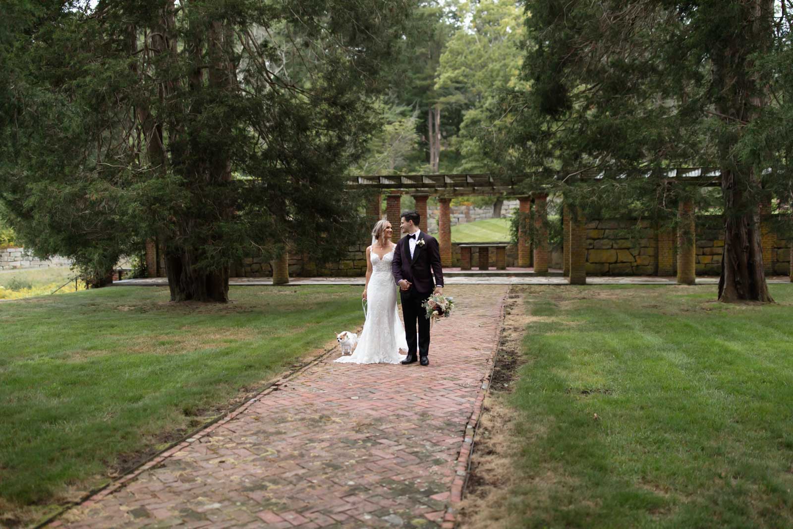 Bride and Groom after their wedding at the Mansion on Turner Hill in Ipswich, MA