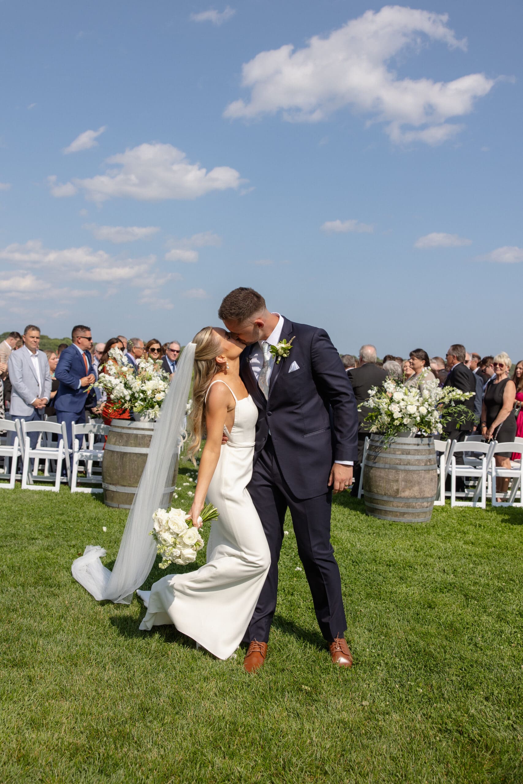 wedding ceremony at saltwater farm vineyard in CT